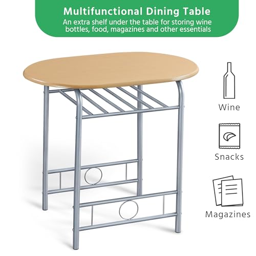Yaheetech Compact 3-Piece Dining Set with Wine Rack