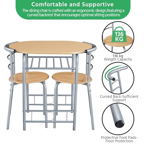 Yaheetech Compact 3-Piece Dining Set with Wine Rack