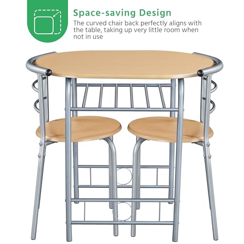 Yaheetech Compact 3-Piece Dining Set with Wine Rack