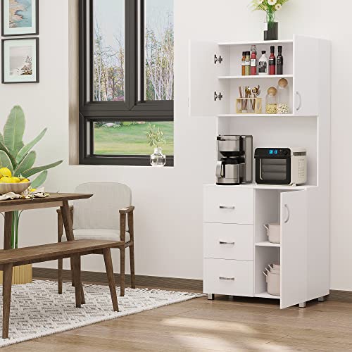 HOMCOM Freestanding Kitchen Storage Cabinet with Drawers