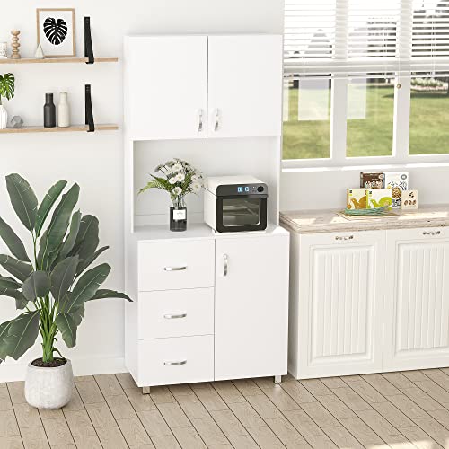HOMCOM Freestanding Kitchen Storage Cabinet with Drawers
