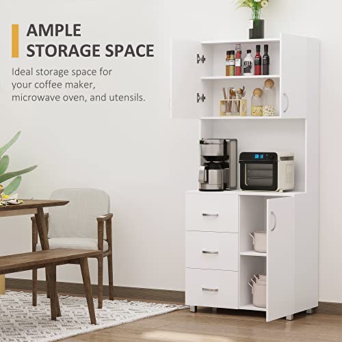 HOMCOM Freestanding Kitchen Storage Cabinet with Drawers