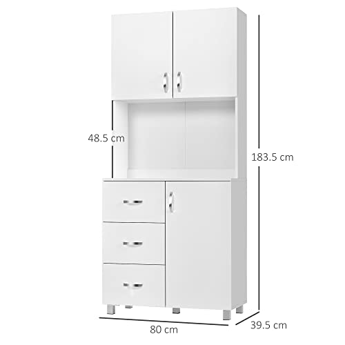 HOMCOM Freestanding Kitchen Storage Cabinet with Drawers