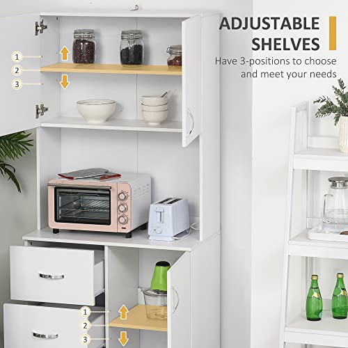 HOMCOM Freestanding Kitchen Storage Cabinet with Drawers
