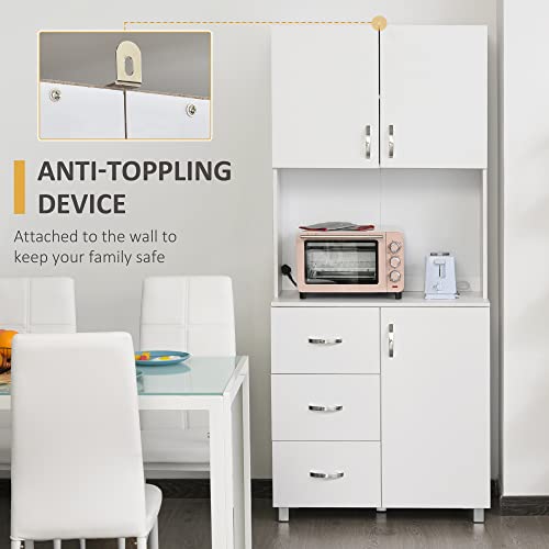 HOMCOM Freestanding Kitchen Storage Cabinet with Drawers