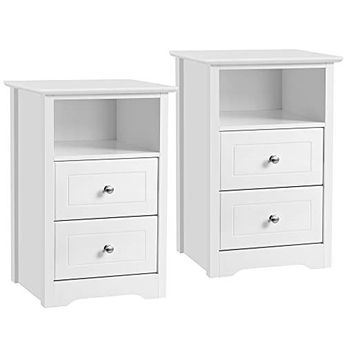 Yaheetech Wooden Bedside Tables with Drawers - White