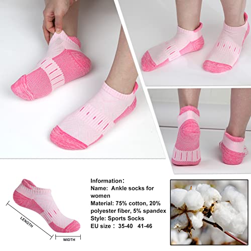 YOJOOM Women's Cushioned Sports Ankle Socks - 6 Pairs