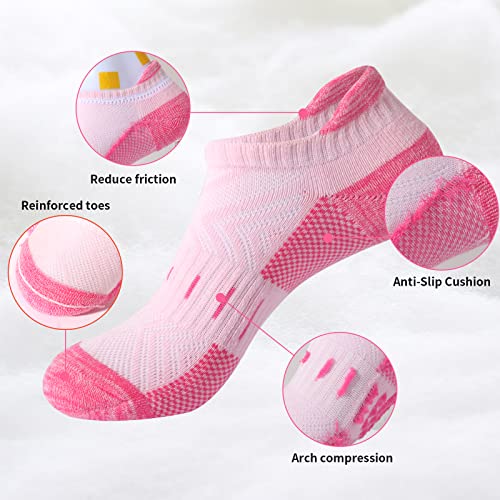 YOJOOM Women's Cushioned Sports Ankle Socks - 6 Pairs