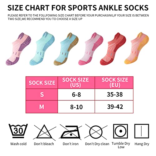 YOJOOM Women's Cushioned Sports Ankle Socks - 6 Pairs