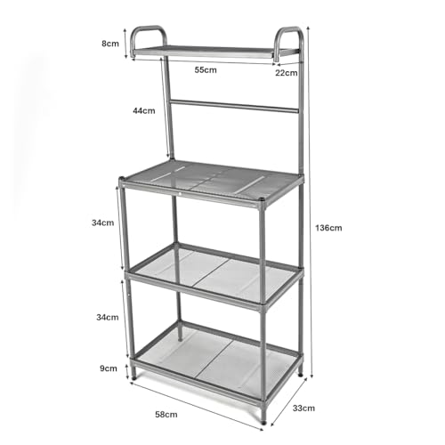 TANGZON 4-Tier Metal Microwave Kitchen Storage Rack