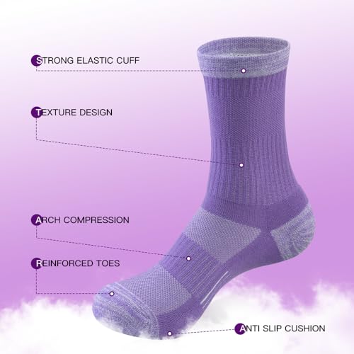 BUDERMMY Women's 6-Pack Breathable Hiking Socks