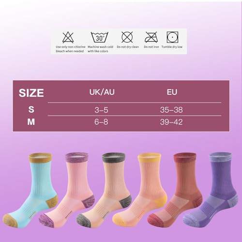 BUDERMMY Women's 6-Pack Breathable Hiking Socks