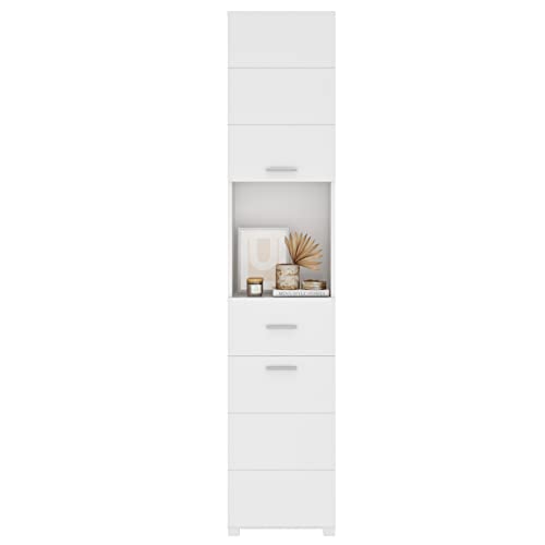 Slim Wooden Bathroom Tall Cabinet with Storage Doors