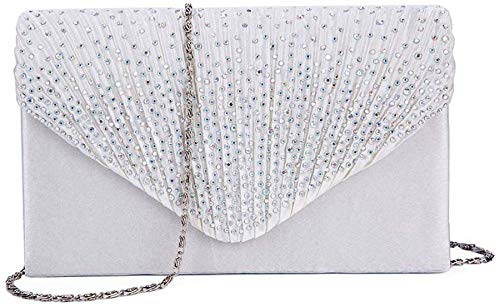 Silver Diamante Evening Clutch Bag for Women