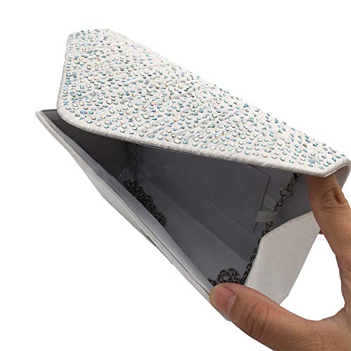 Silver Diamante Evening Clutch Bag for Women