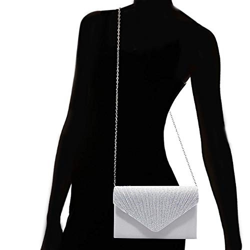 Silver Diamante Evening Clutch Bag for Women