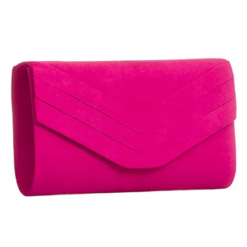Fuchsia Pink Suede Evening Clutch for Women