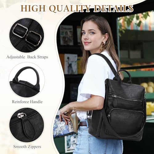 Fashionable Anti-Theft PU Leather Backpack for Women