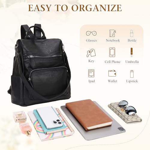Fashionable Anti-Theft PU Leather Backpack for Women