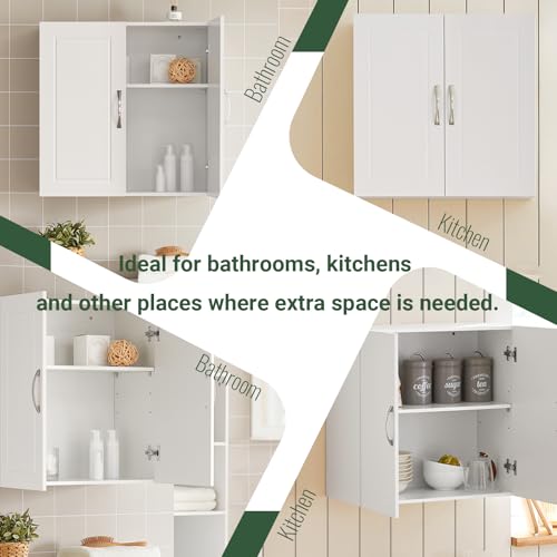 SoBuy White Wall Cabinet for Kitchen & Bathroom