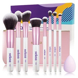 8-Piece Vegan Makeup Brush Set with Case & Sponge