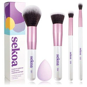 Essential Makeup Brush and Sponge Set - White/Pink