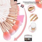 Pink Marble Makeup Brushes Set with Sponge