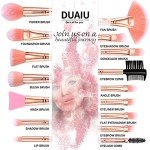 Pink Marble Makeup Brushes Set with Sponge