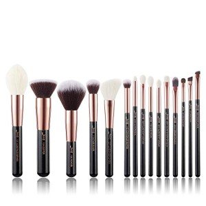 Jessup 15-Piece Rose Gold/Black Makeup Brush Set