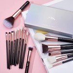 Jessup 15-Piece Rose Gold/Black Makeup Brush Set