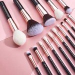Jessup 15-Piece Rose Gold/Black Makeup Brush Set