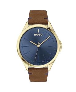 HUGO Men's Analogue Quartz Watch with Brown Strap