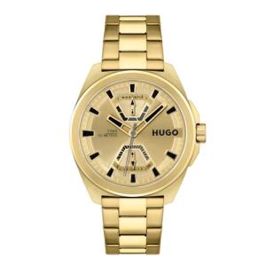 HUGO Men's Multifunction Quartz Watch with Gold Bracelet