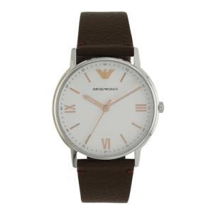 Men's Emporio Armani Silver Watch with Leather Strap