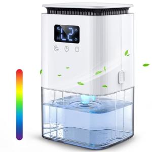 Quiet 1.3L Dehumidifier with Colorful Lights