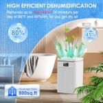 Portable 2200ml Dehumidifier with Timer and LED