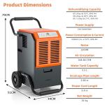 COSTWAY 63L Commercial Dehumidifier with Drainage Pipe