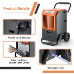 COSTWAY 63L Commercial Dehumidifier with Drainage Pipe