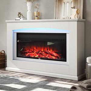 50-Inch White Electric Fireplace with Remote Control