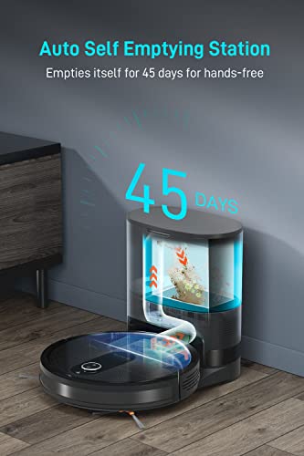 WiFi Robot Vacuum, Self-Emptying, 3kPa Suction, Ultra-Slim Quiet