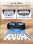 Eureka J20 Robot Vacuum and Mop with Self Emptying Base, Self Emptying Robot Vacuum, 8000Pa Suction, Auto Mop Washing & Hot Air Drying,3D Obstacle Avoidance, Cycling Belt-Mop Design