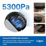 Tapo Ultra-Slim LiDAR Smart Navigation Robot Vacuum and Mop, 5300Pa Max, 97%+ Dust Pickup, Customizable Cleaning, Self-Charging, Works w/Alexa & Google Home, RV20 Max