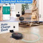 Smart Robot Vacuum and Mop Combo, App Control, 3 Cleaning Modes, Anti-Fall Sensors, Multi-Surface Cleaning, Self-Charging, 700Pa Suction Ideal for Pet Hair, Soft and Hard Floors, Black