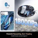 ECOVACS DEEBOT X8 PRO OMNI Robot Vacuum and Mop, 18000Pa, OZMO ROLLER Instant Self-Washing Mopping, 167℉ Hot Water Mop Washing, Auto Cleaning Solution Adding, Hot Air-Drying, Self-Emptying, Black