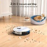 Lubluelu Robot Vacuum and Mop Combo,4000Pa 2 in 1 Robotic Vacuum Cleaner,LiDAR Navigation,5 Smart Mappings,10 No-go Zones,WiFi/App/Alexa,Mop Vacuum Robot for Pet Hair,Carpet,Hard Floor-Snow White