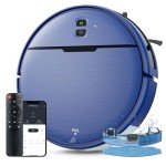 Robot Vacuum and Mop Combo, 2-in-1 Robot Vacuum Cleaner with Strong Suction, Compatible with APP/Home Integration, Schedule, Long battery life, Tangle-free, Ideal for Pet hair and Low Pile carpets