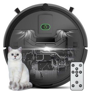 HiKiNS Upgraded Version Robot Vacuum Cleaner, 3500Pa Super Thin Robotic Vacuum, 120Mins Max, Tangle Free, Automatic,Pet Hair Robot Vacuum for Floor, Low Carpet,Black