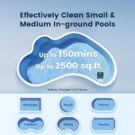 SMOROBOT Cordless Pool Cleaning Robot for Inground Pools up to 2500 Sq.ft – Dual Filtration, Weekly Timer, Ultra-Powerful Suction, Enhanced Wall-Climbing Brush & Smart Navigation for Deep Cleaning