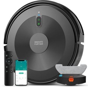 Robot Vacuum and Mop Combo: Robot Vacuum Cleaner 2500Pa Strong Suction & Tangle-Free & Alexa/APP Control & Schedule Cleaning, Self-Charging Robotic Vacuum for Pet Hair, Hard Floor, Carpet (Dark Gray)