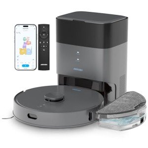 AIRROBO T25+ Robot Vacuum and Mop Combo, 5500Pa Suction, Pet Area Smart Boost, Carpet Detection, Tangle-Free Brush, LDS Mapping, APP Control, 3.5L Self-Empty Bin for Hard Floors, Carpets, Pet Hair.